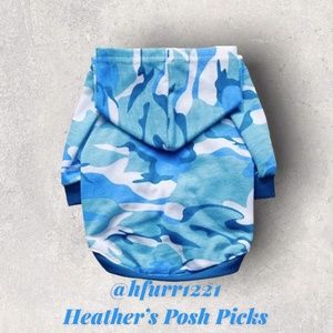 NWOT BLUE CAMO DOG HOODIE TEE SHIRT - SIZE SMALL